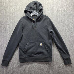 Carhartt Hoodie Womens Small Black Relaxed Fit Sweatshirt Kangaroo Pocket